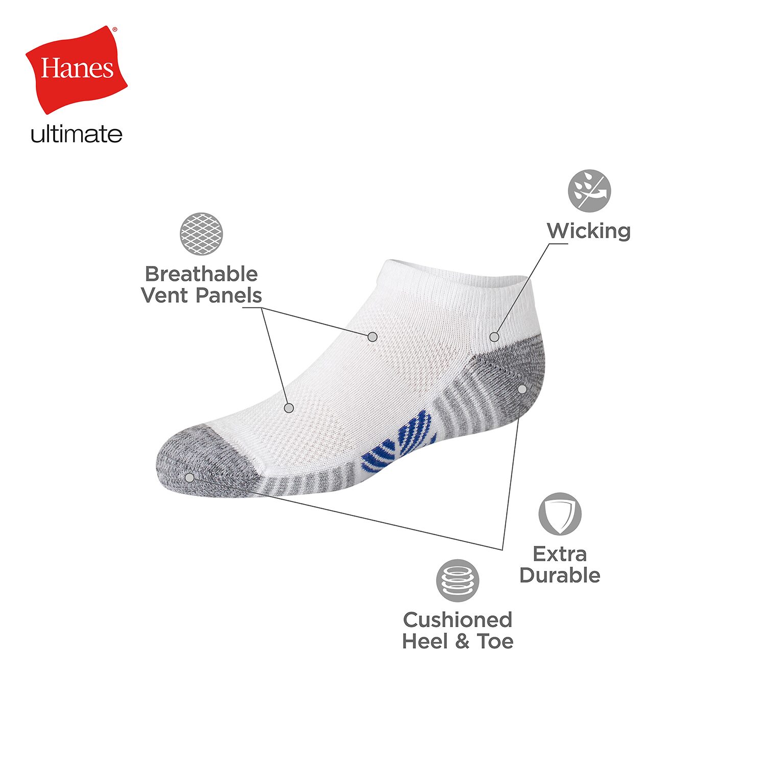 Hanes Little & Big Kid Boys 11 Pair No Show Socks