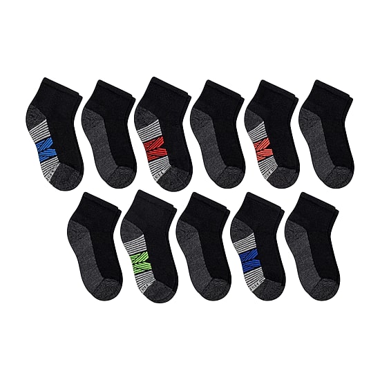 Hanes Little & Big Kid Boys Breathable 10+1 Bonus Pairs Quarter Ankle Socks