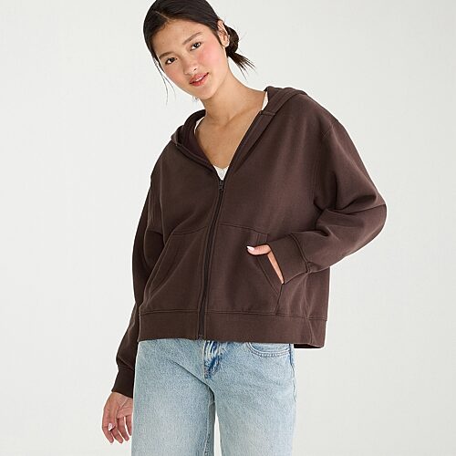 Aéropostale Womens Juniors Long Sleeve Zipper Hoodie In Brown