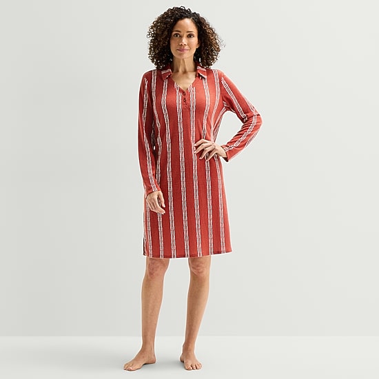 Liz Claiborne Womens Long Sleeve Scoop Neck Nightshirt