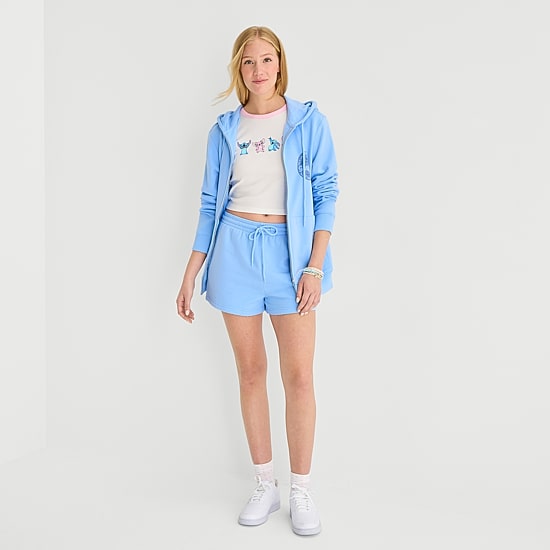 Stitch Full Zip Fleece Womens Juniors Long Sleeve Fleece Hoodie