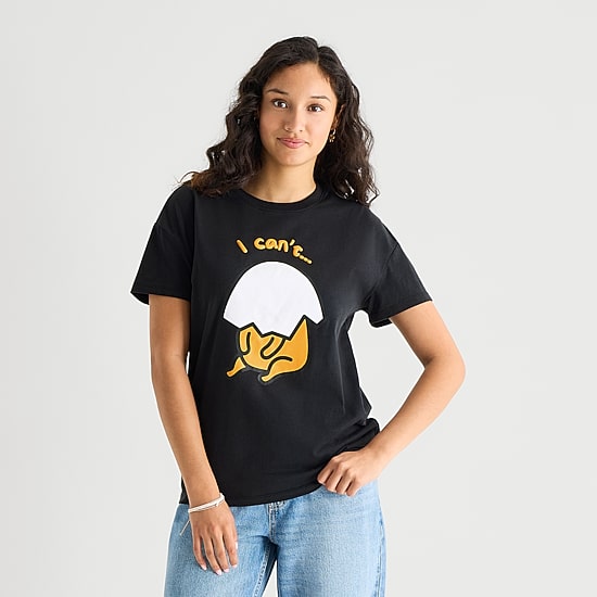Gudetama Boyfriend Tee Womens Juniors Crew Neck Short Sleeve Loose Fit Graphic T-Shirt