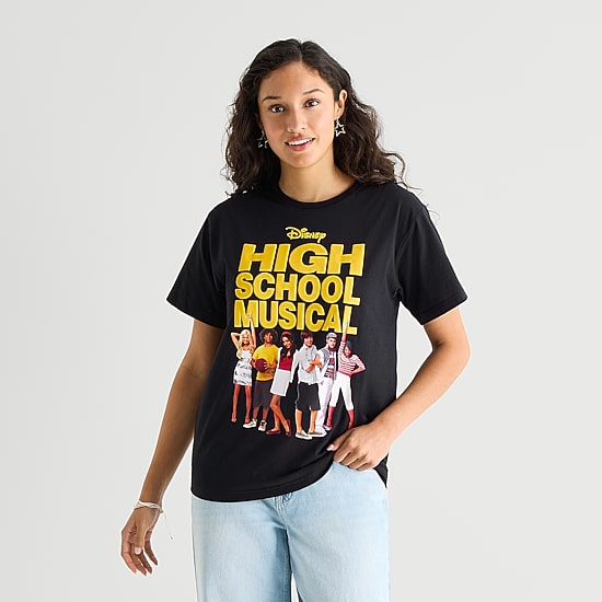 High School Musical Boyfriend Tee Womens Juniors Crew Neck Short Sleeve Loose Fit Graphic T-Shirt