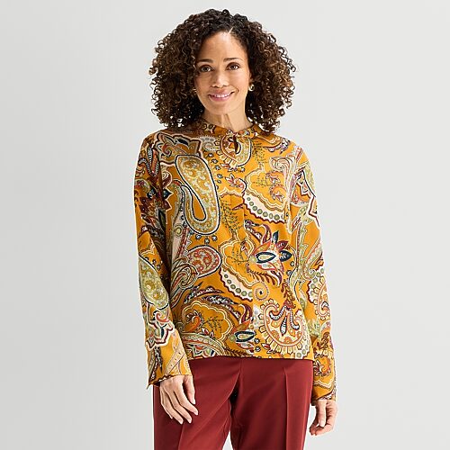 Liz Claiborne Womens Tall Cuffed Long Sleeve Regular Fit Button-down Shirt In Brown