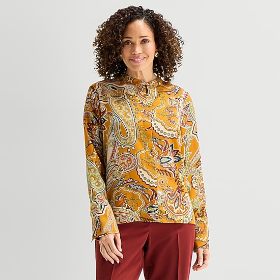 Liz Claiborne Womens Tall Fitted Long Sleeve Regular Fit Button-Down Shirt