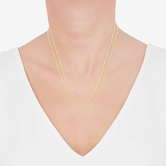 Bonded Brilliance Womens 14K Gold Over Silver 19 Inch Chain Necklace