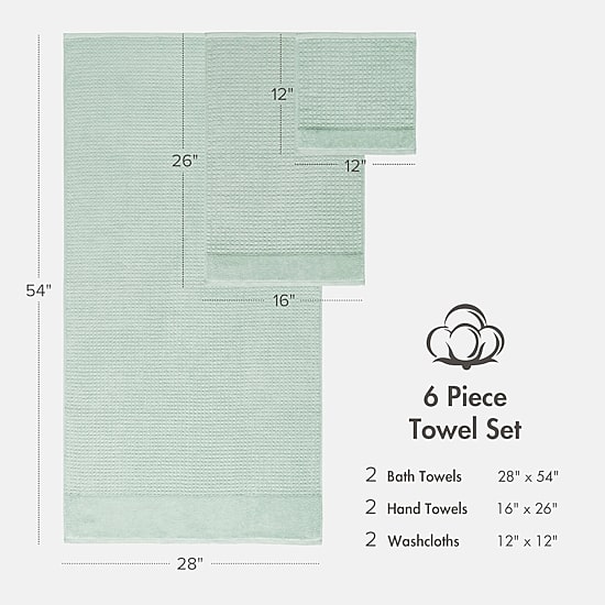 Madison Park Spa Waffle 6-pc. Quick Dry Bath Towel Set