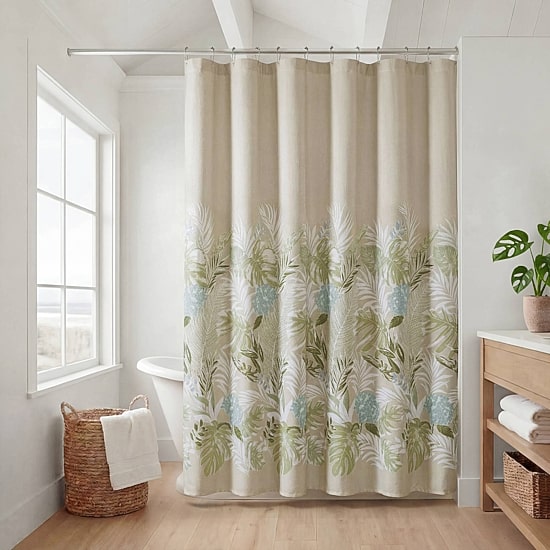 Harbor House Kiawah Island Tropical Botanical Jacquard Shower Curtain