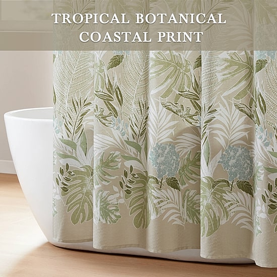 Harbor House Kiawah Island Tropical Botanical Jacquard Shower Curtain