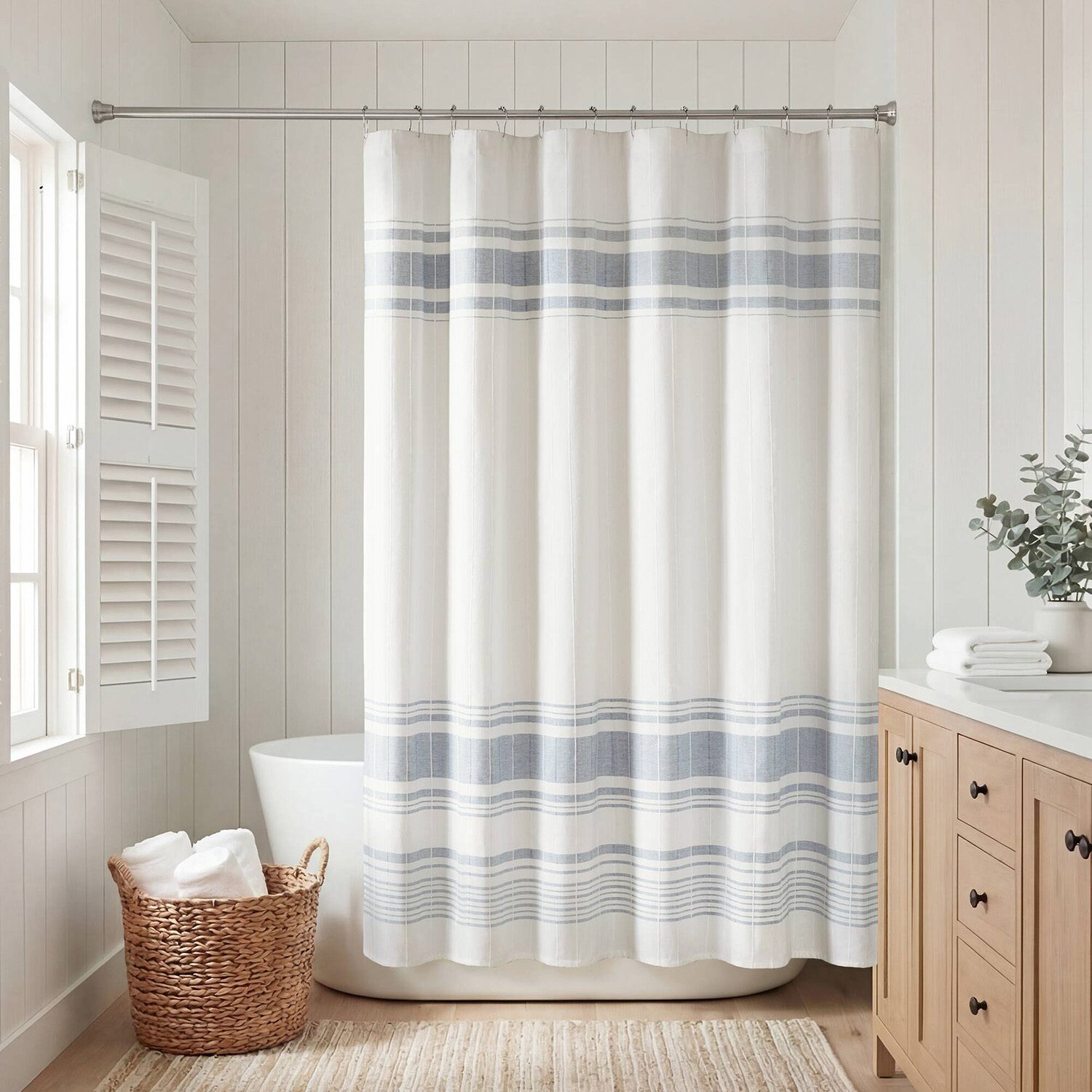Harbor House Morgan Textured Yarn-Dyed Stripe Shower Curtain