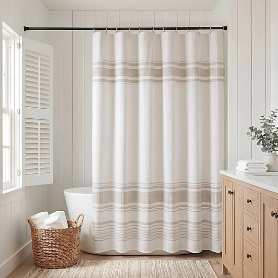 Harbor House Morgan Textured Yarn-Dyed Stripe Shower Curtain