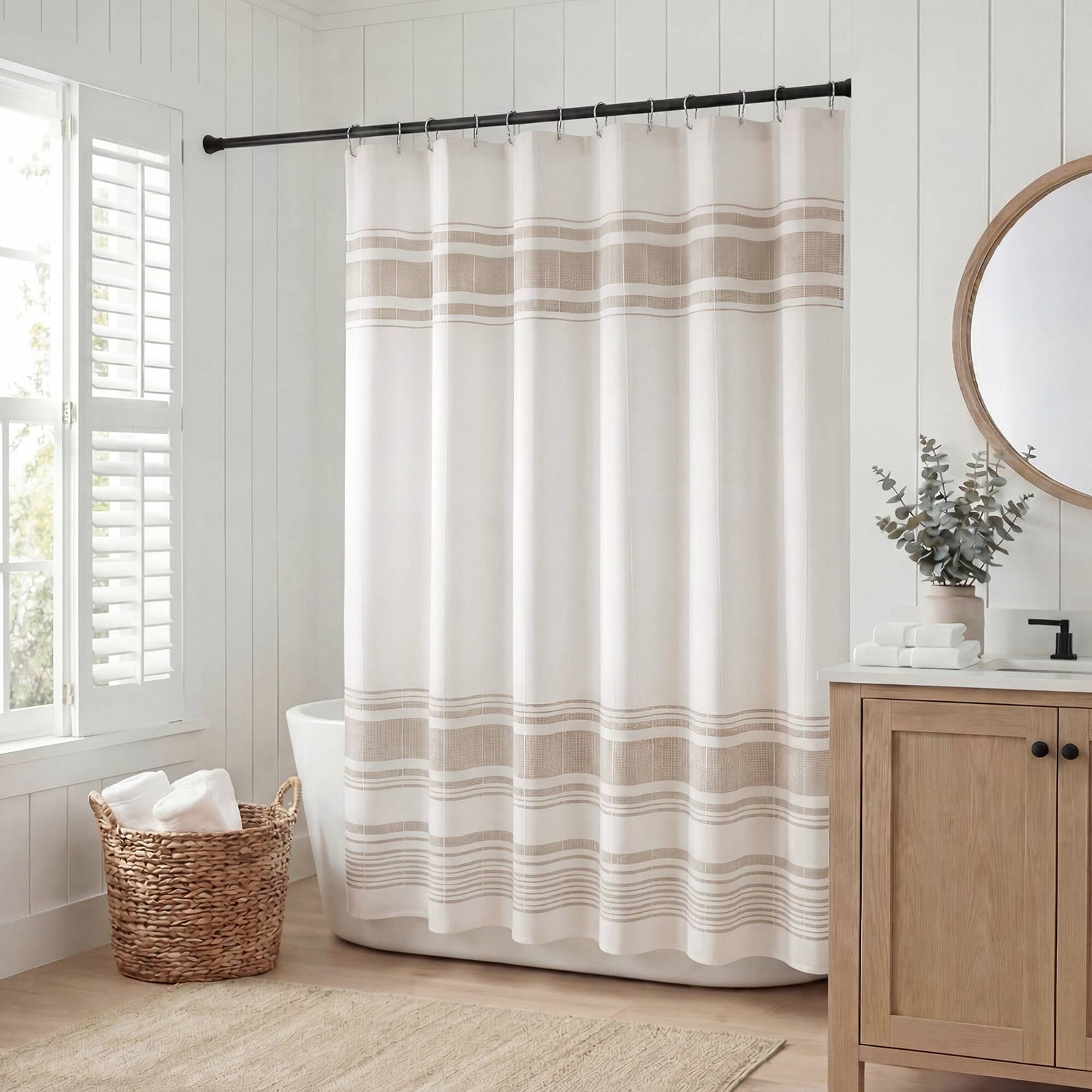 Harbor House Morgan Textured Yarn-Dyed Stripe Shower Curtain