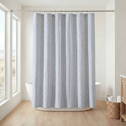 Harbor House Anslee Textured Stripe Shower Curtain In Blue