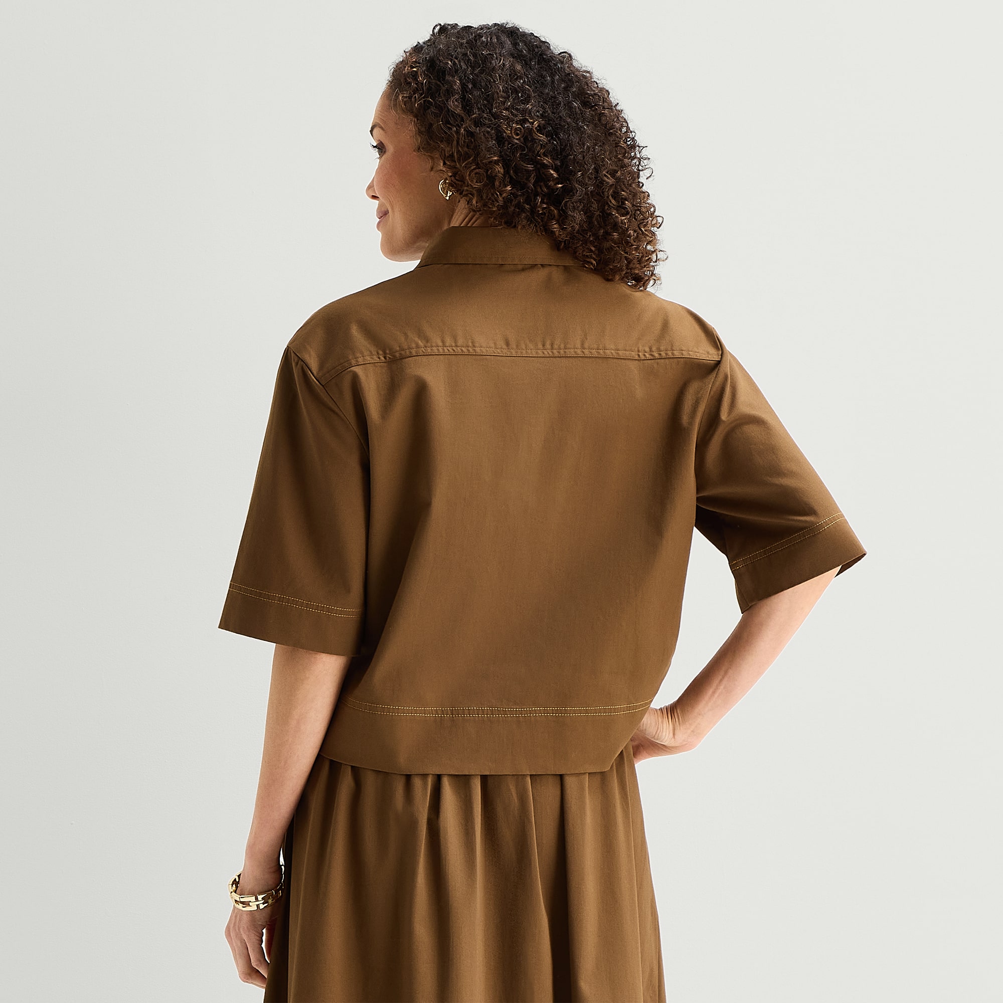 Liz Claiborne Studded Womens Short Sleeve Blouse