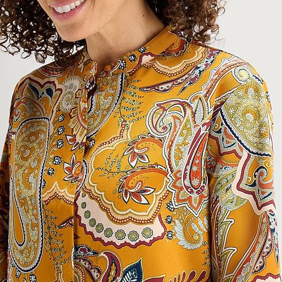 Liz Claiborne Womens Round Neck Cuffed Long Sleeve Regular Fit Button-Down Shirt
