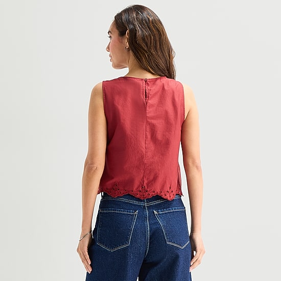 A.N.A Womens Round Neck Sleeveless Blouse