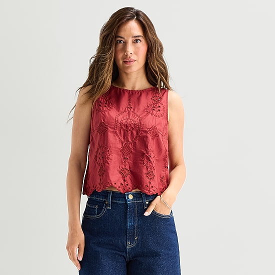 A.N.A Womens Round Neck Sleeveless Blouse