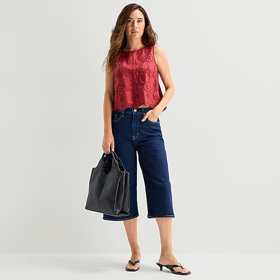 A.N.A Womens Round Neck Sleeveless Blouse