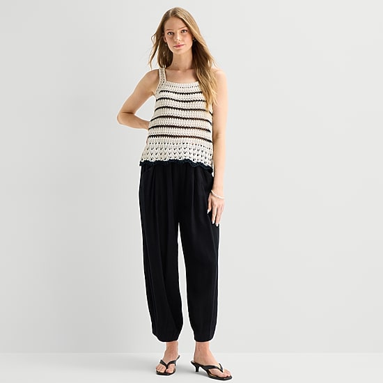 a.n.a Womens Square Neck Sleeveless Striped Pullover Sweater