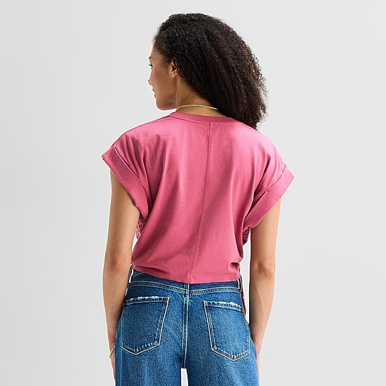 A.N.A Side Cinch Womens Crew Neck Short Sleeve T-Shirt