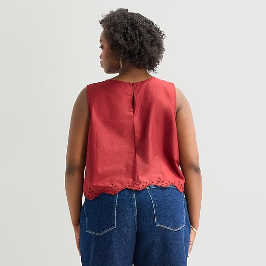 a.n.a Womens Plus Round Neck Sleeveless Blouse