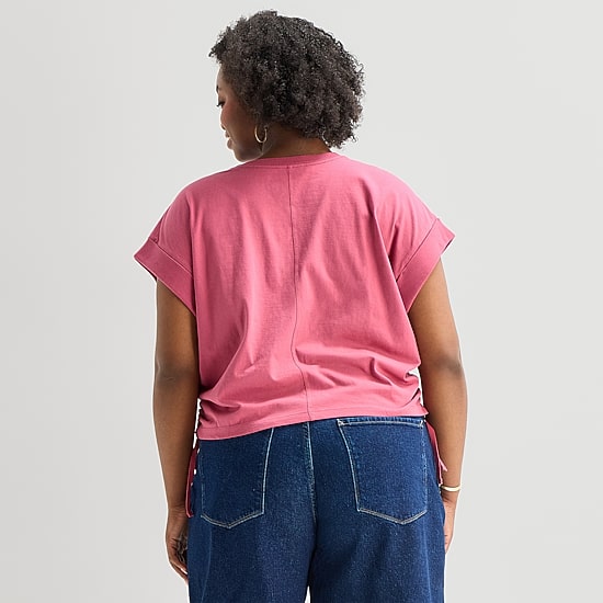 a.n.a Side Cinch Womens Plus Crew Neck Short Sleeve T-Shirt