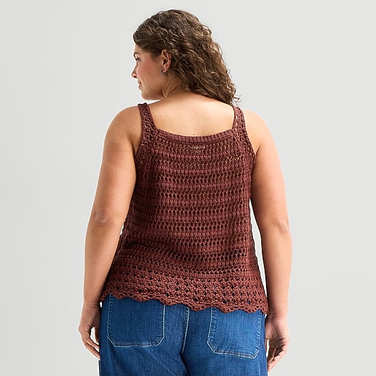A.N.A Plus Womens Square Neck Sleeveless Pullover Sweater