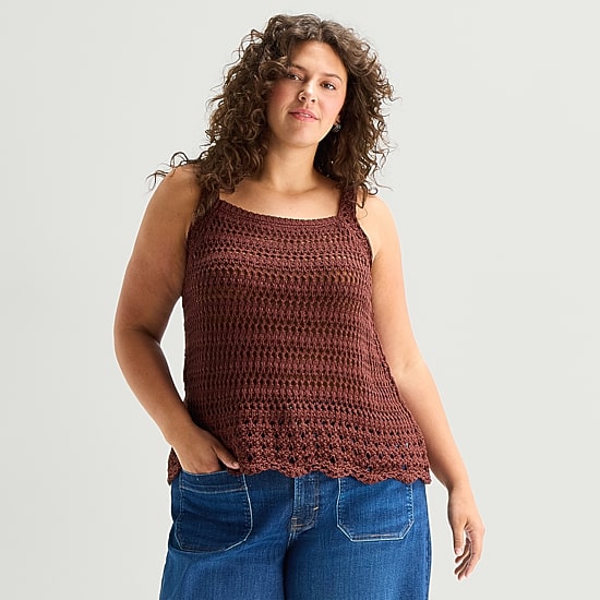 A.N.A Plus Womens Square Neck Sleeveless Pullover Sweater