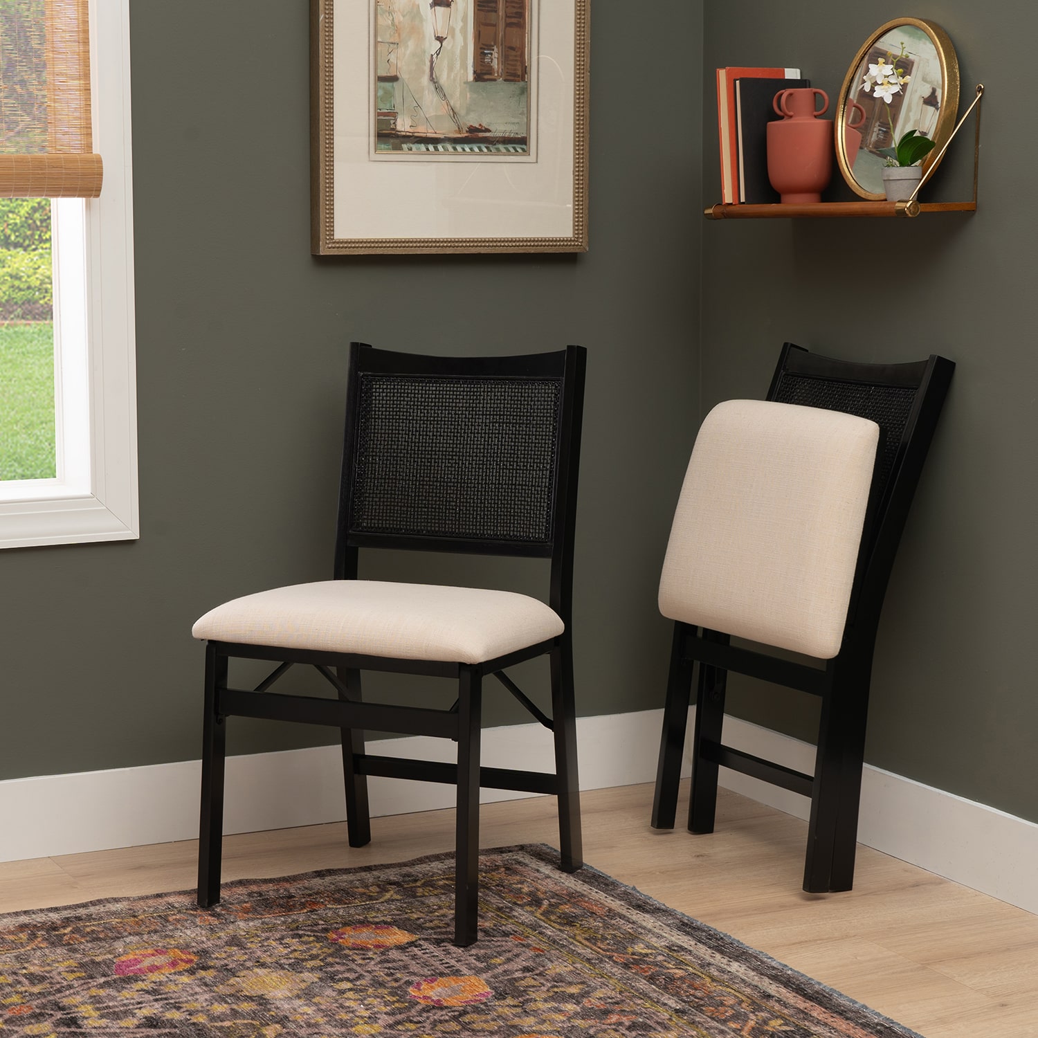 Linon Bonnie Cane Folding Chair
