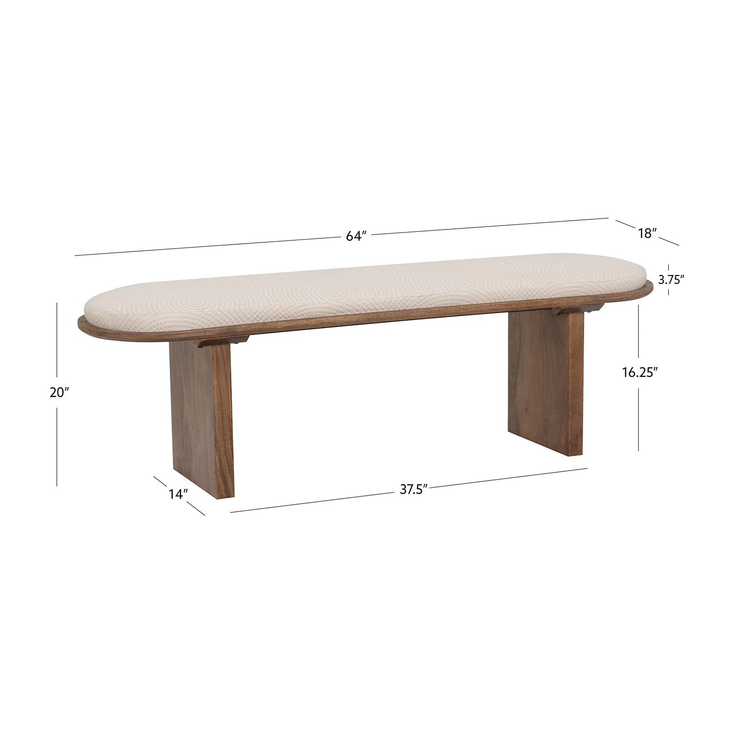 Linon Orville Pillar Beige Wood Bench