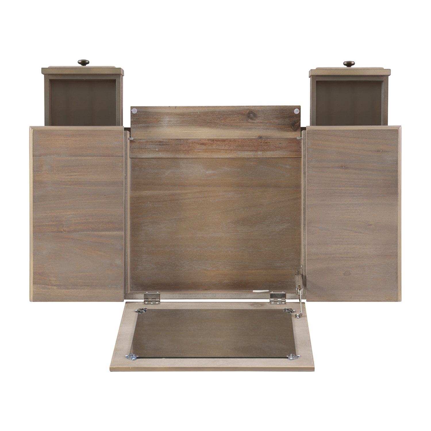 Linon Cyndi Gray Wash Mirrored Vanity Set