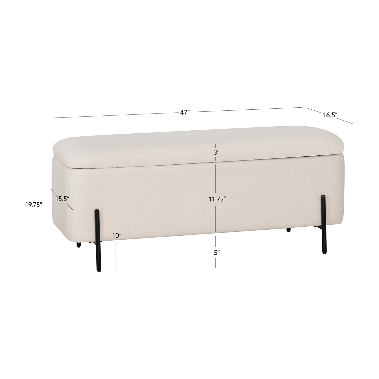 Linon Maclaren Upholstered Flip Top Storage Bench