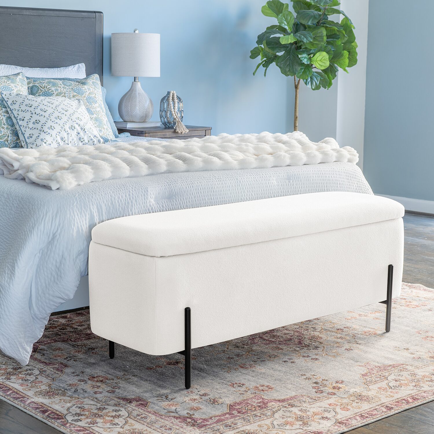 Linon Maclaren Upholstered Flip Top Storage Bench