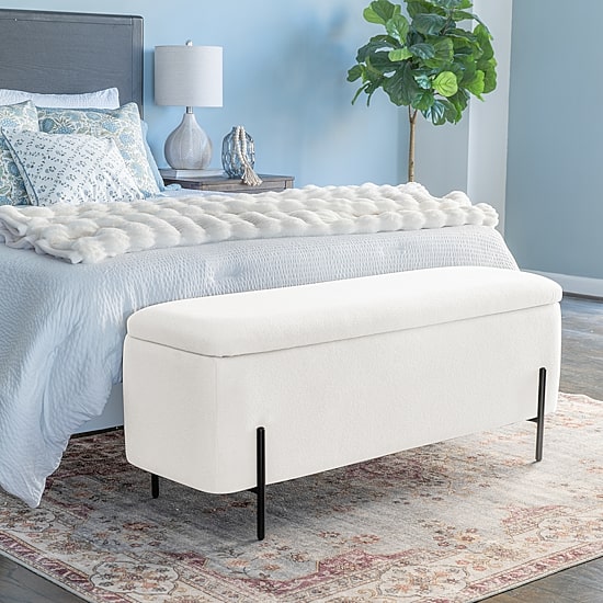 Linon Maclaren Upholstered Flip Top Storage Bench