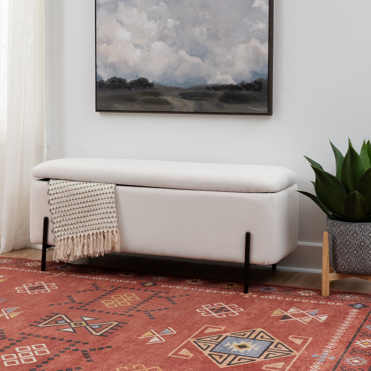 Linon Maclaren Upholstered Flip Top Storage Bench