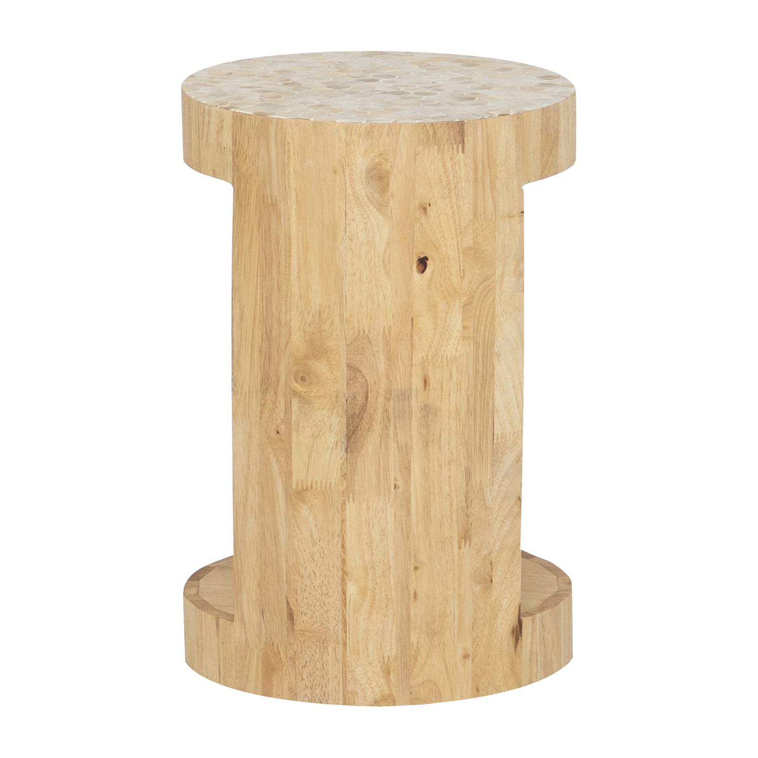 Linon Pensfold Beige Capiz and Wood Side Table