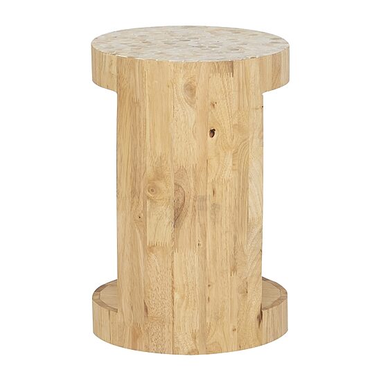Linon Pensfold Beige Capiz and Wood Side Table
