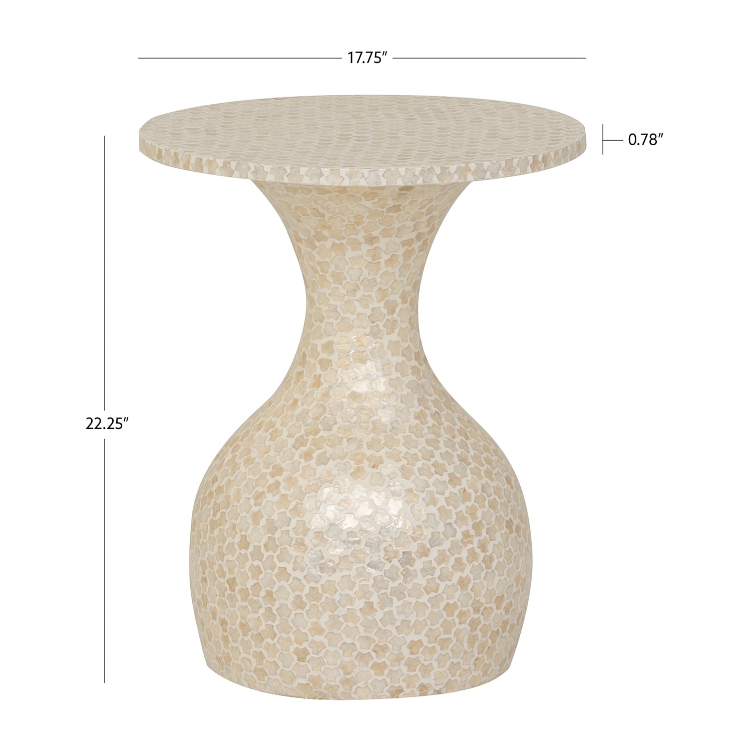 Linon Peary Cream Capiz Hourglass Side Table