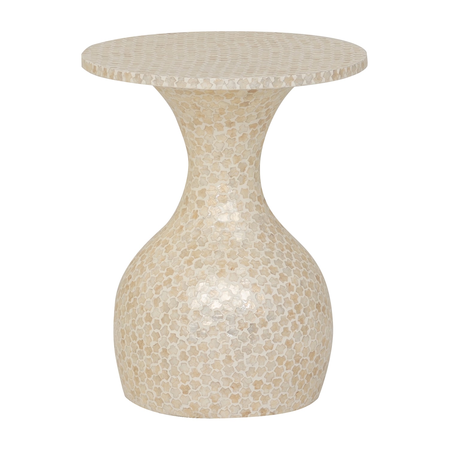 Linon Peary Cream Capiz Hourglass Side Table