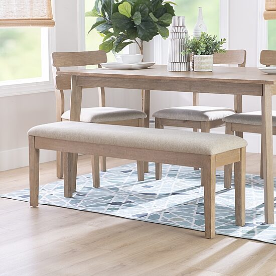 Linon Drury Natural Upholstered Bench