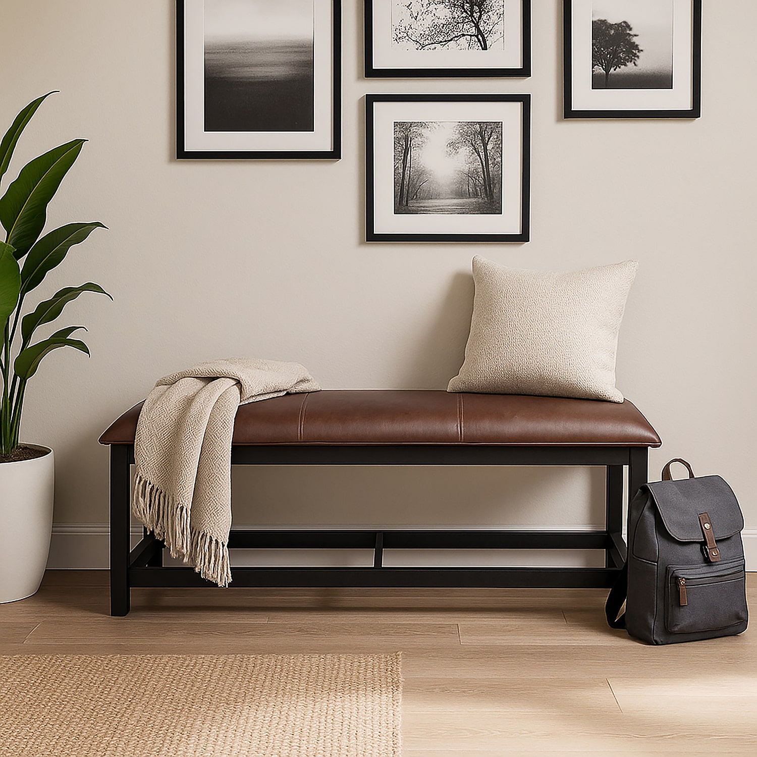 Linon Abrielle Brown Pillow Top Bench