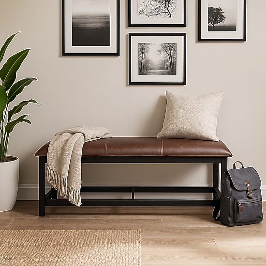 Linon Abrielle Brown Pillow Top Bench