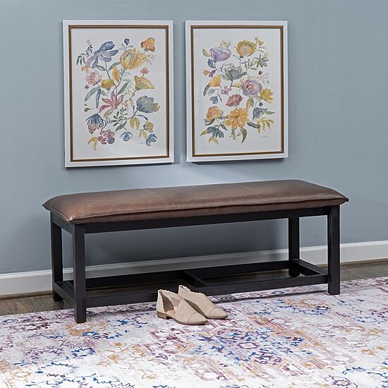 Linon Abrielle Brown Pillow Top Bench