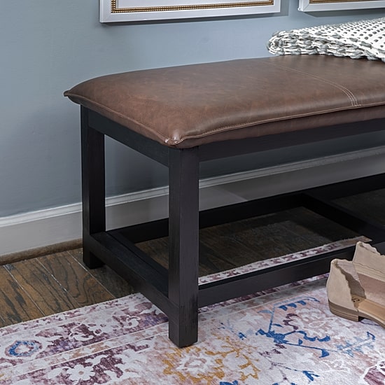 Linon Abrielle Brown Pillow Top Bench