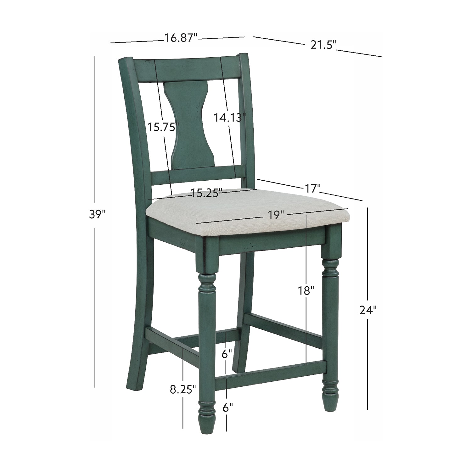Linon Theona Teal Counter Stool