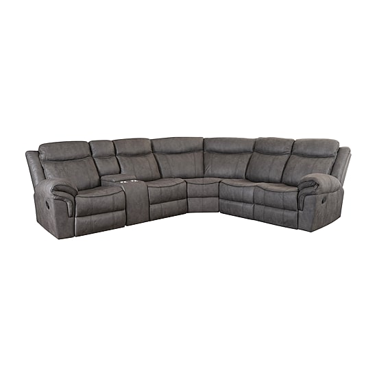 Linon Gideon Stone Grey Manual Reclining Sectional