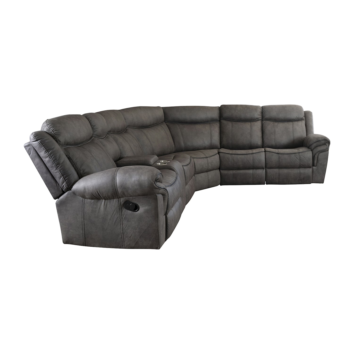 Linon Gideon Stone Grey Manual Reclining Sectional