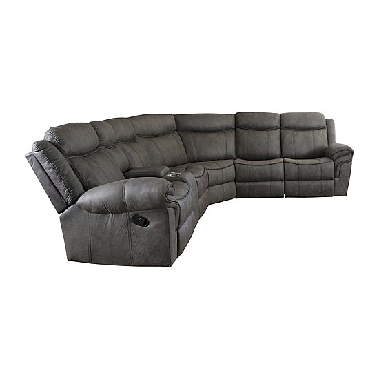 Linon Gideon Stone Grey Manual Reclining Sectional