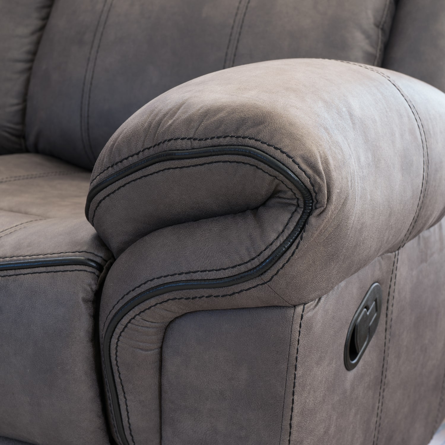 Linon Gideon Stone Grey Manual Reclining Sectional