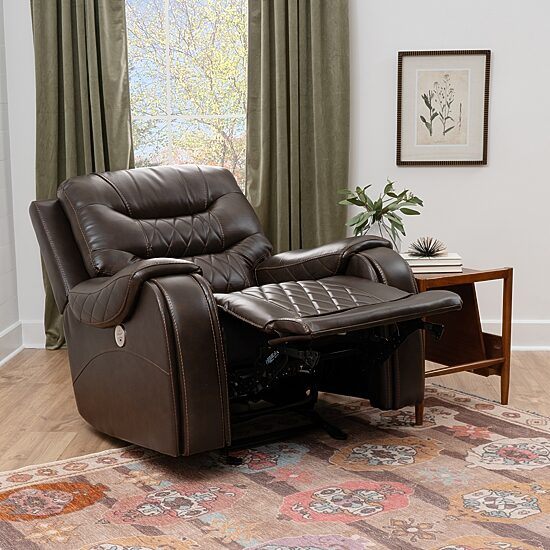 Linon Barrett Brown Power Reclining Rocking Chair